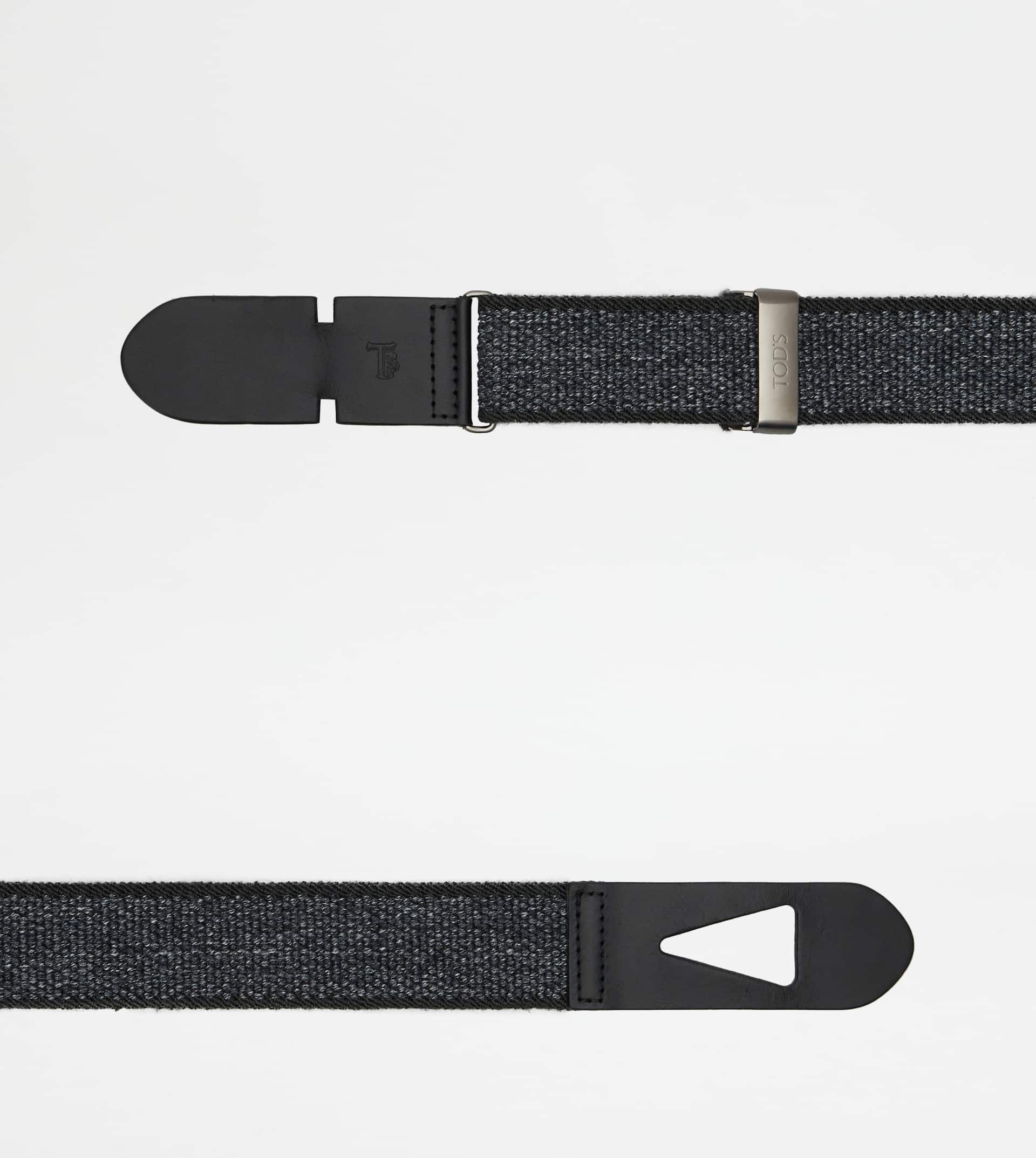 BELT IN CANVAS AND LEATHER - GREY, BLACK - 2