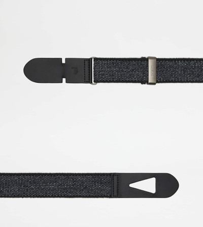 Tod's BELT IN CANVAS AND LEATHER - GREY, BLACK outlook