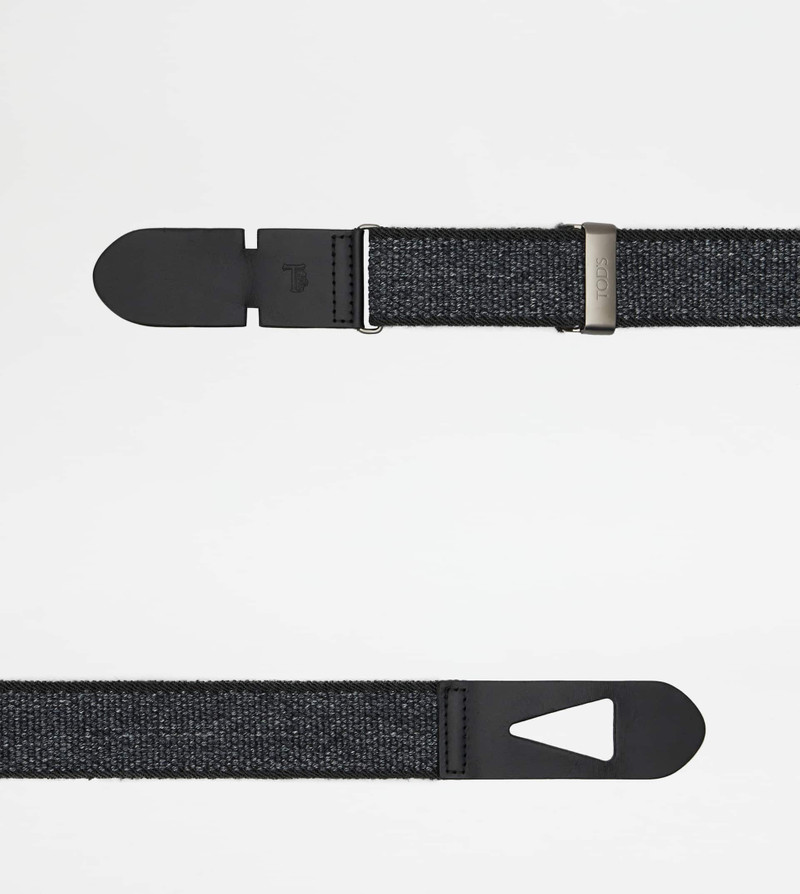 Tod's BELT IN CANVAS AND LEATHER - GREY, BLACK outlook