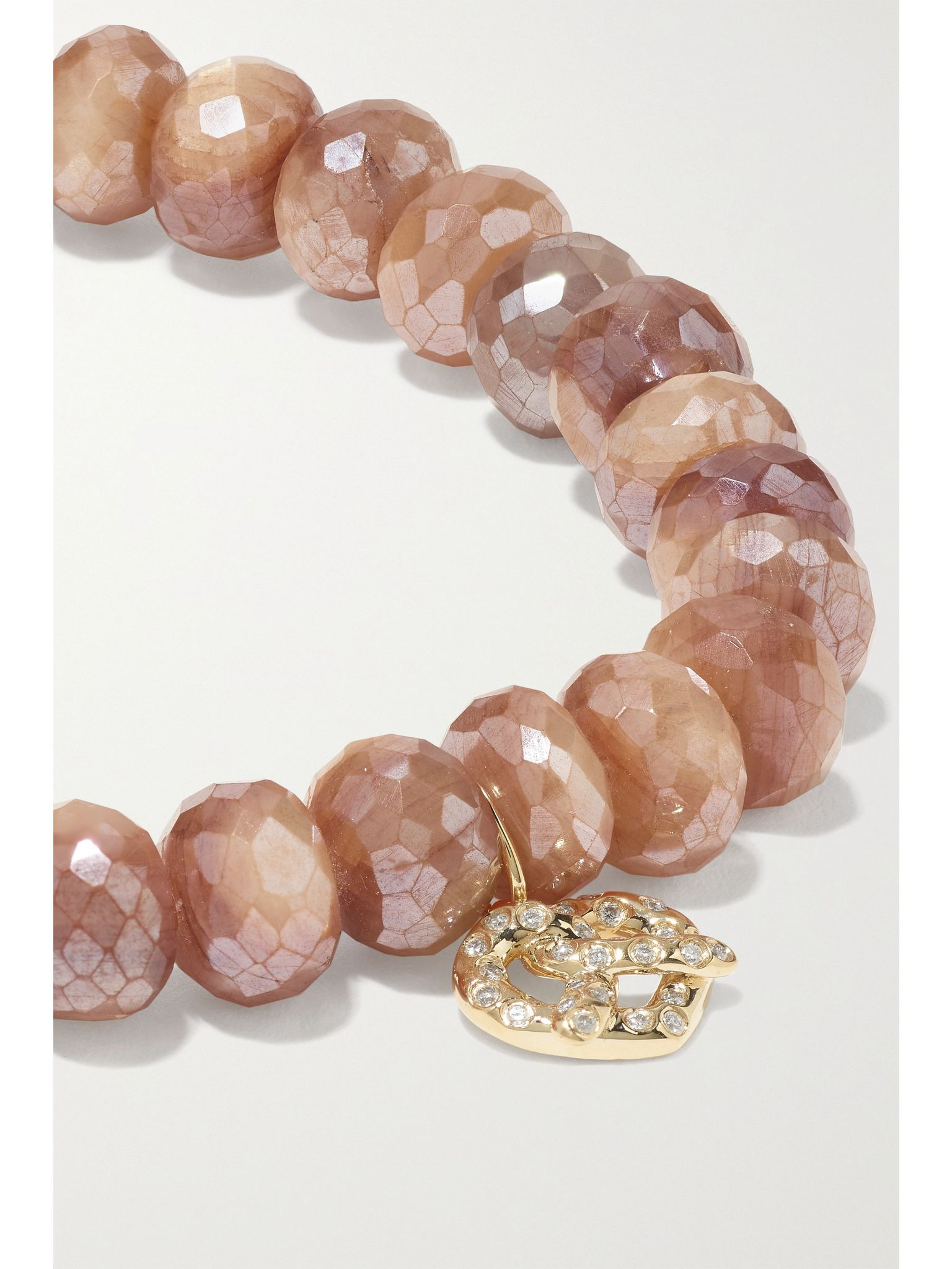 Pretzel 14-karat gold, moonstone and diamond bracelet Gold - 4