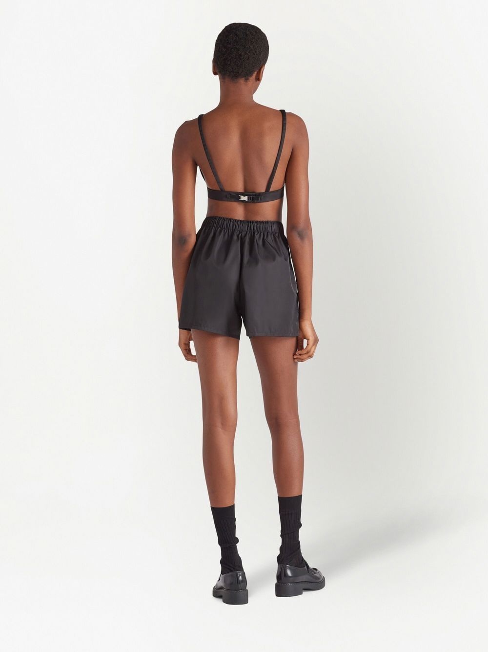 enamelled-logo re-nylon shorts - 3