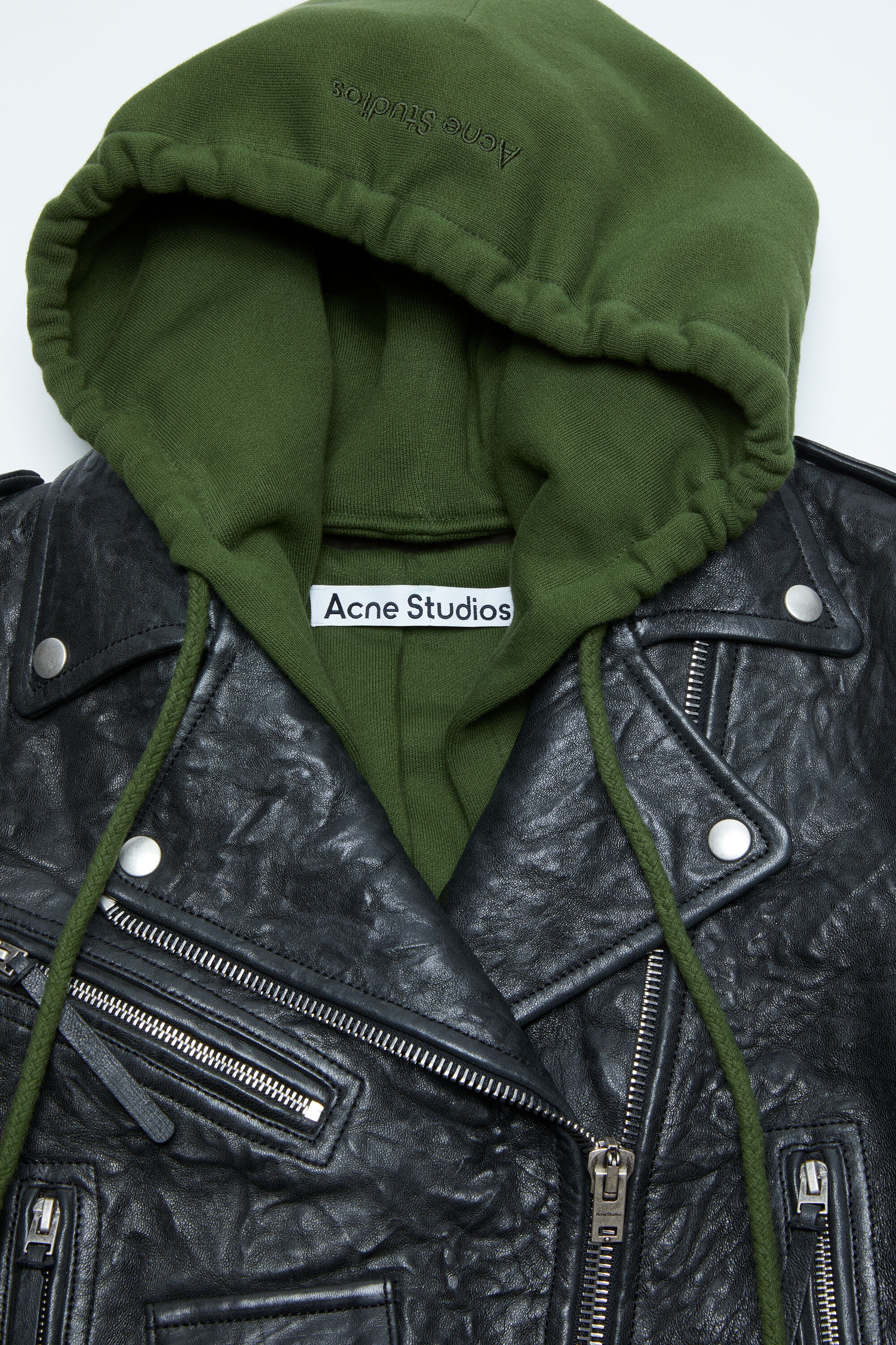 Layered leather jacket - Black - 7