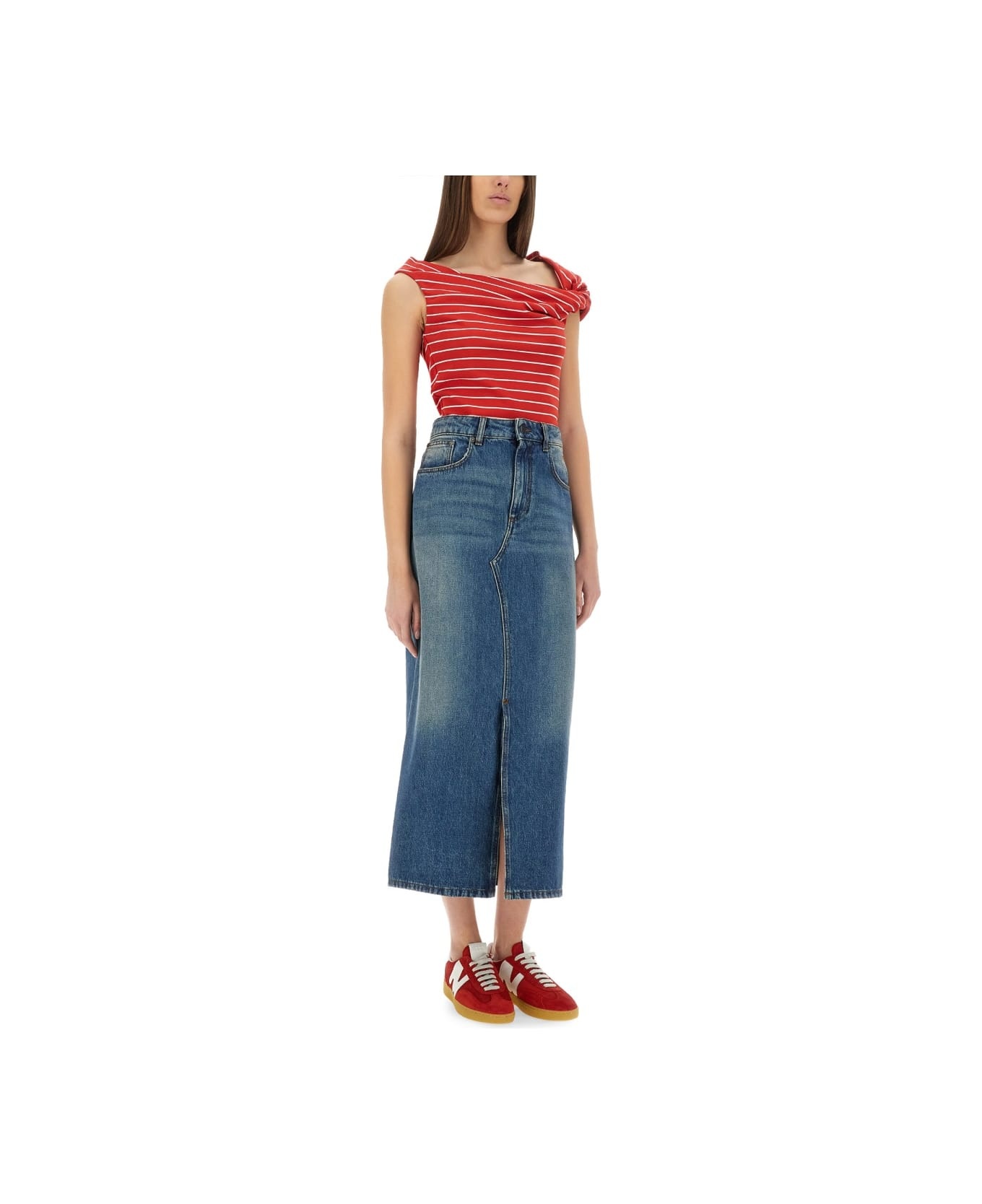 Long Denim Skirt - 2