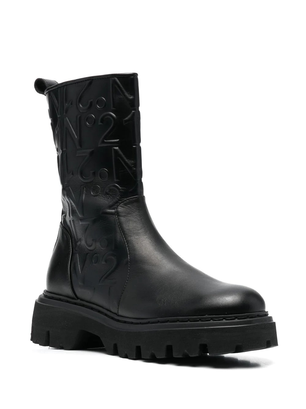 logo-embossed combat ankle boots - 2