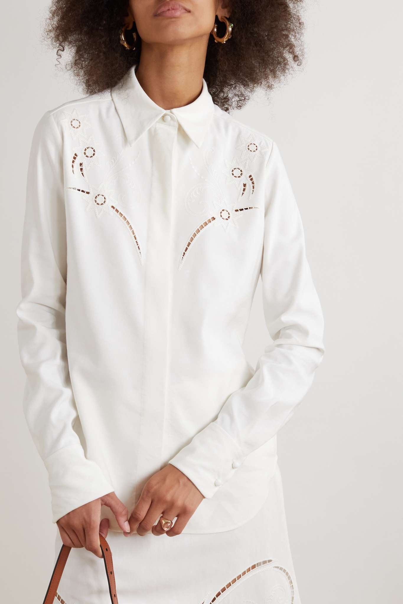 Embroidered grain de poudre shirt - 3