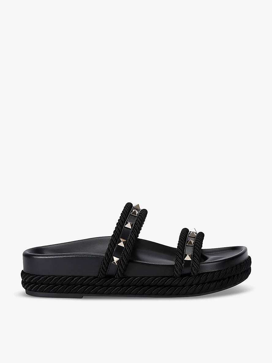 Rockstud leather espadrille sandals - 1