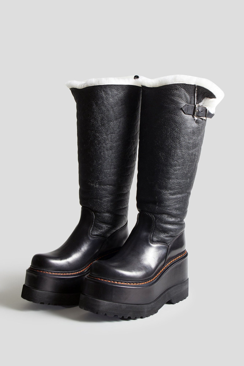 SHEARLING ENGINEER PLATFORM BOOT - BLACK 1