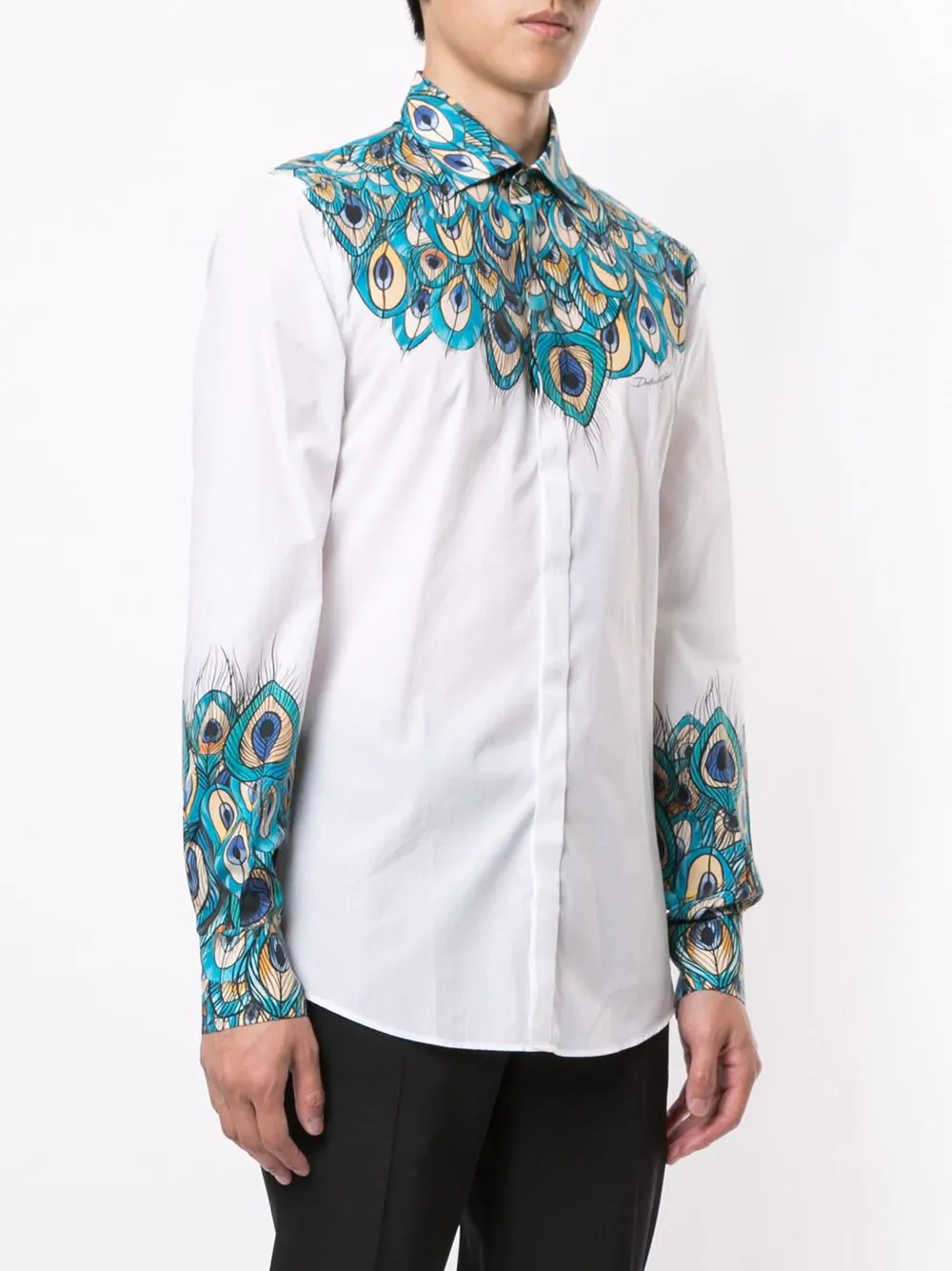 Peacock-print long-sleeve shirt - 3