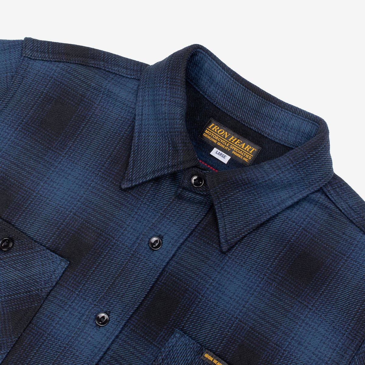 IHSH-265-NAV Ultra Heavy Flannel Ombre Check Work Shirt - 2