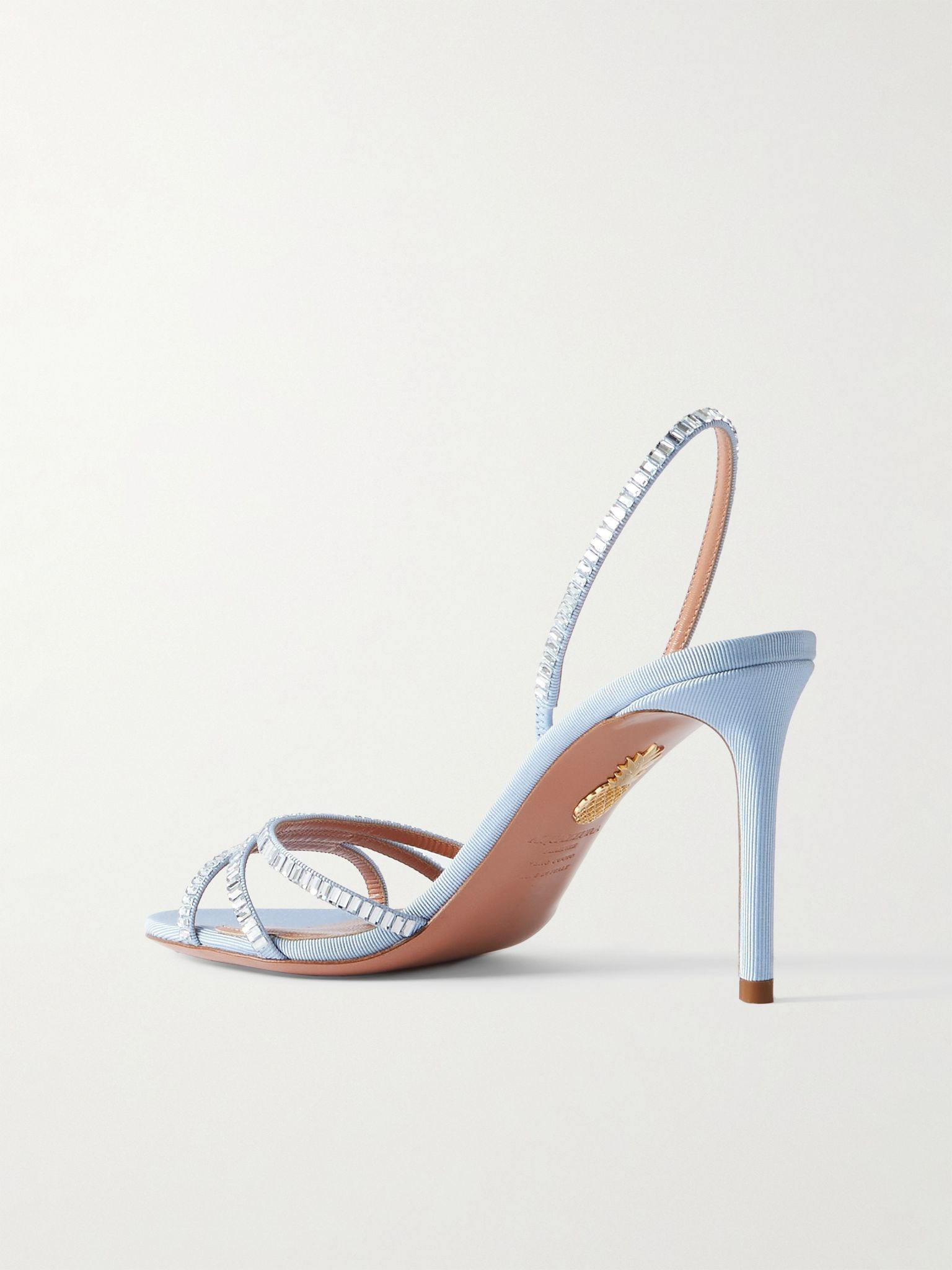 Memoire crystal-embellished grosgrain sandals Light blue - 3