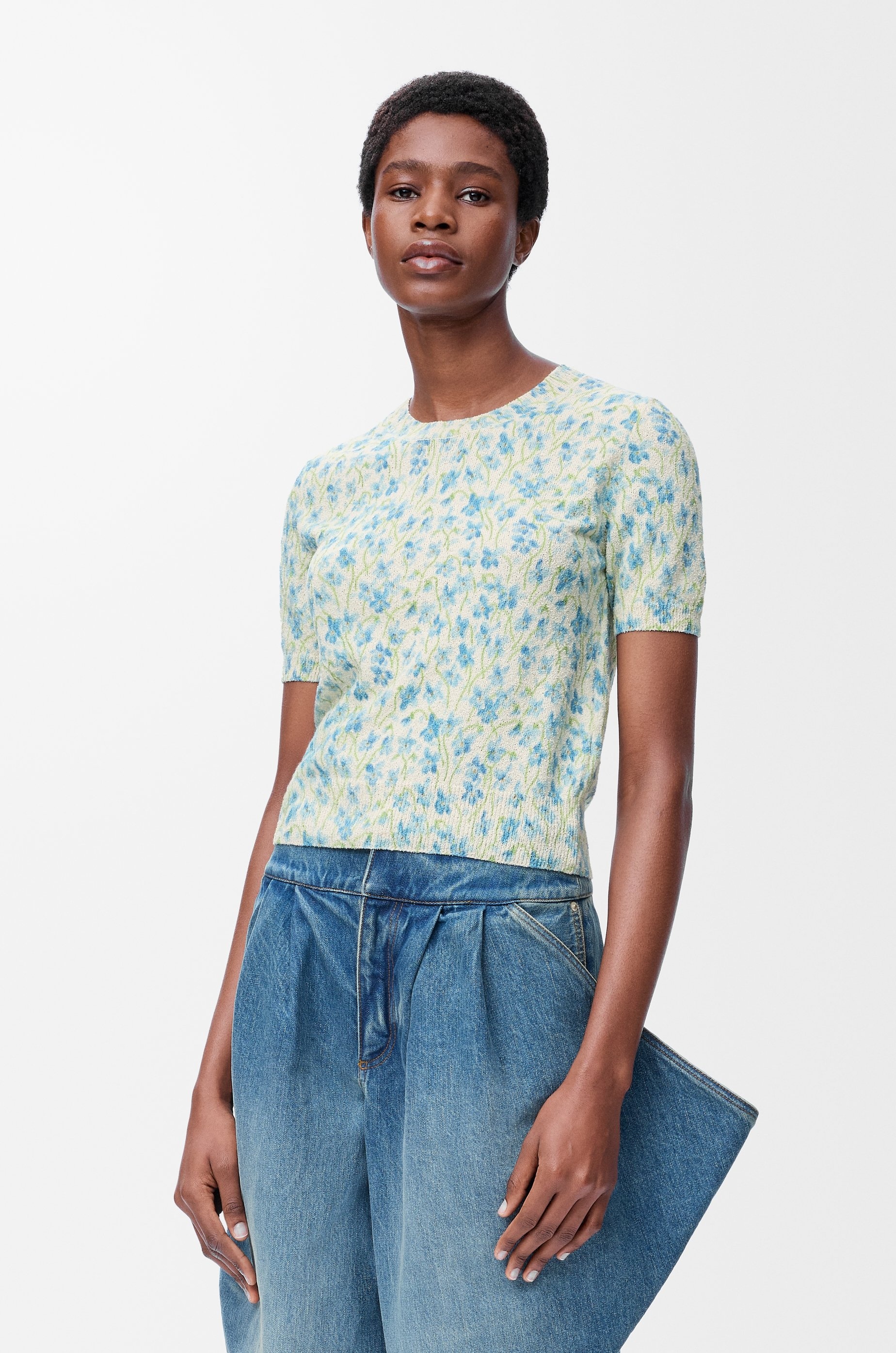 Short sleeve sweater in cotton blend - 3