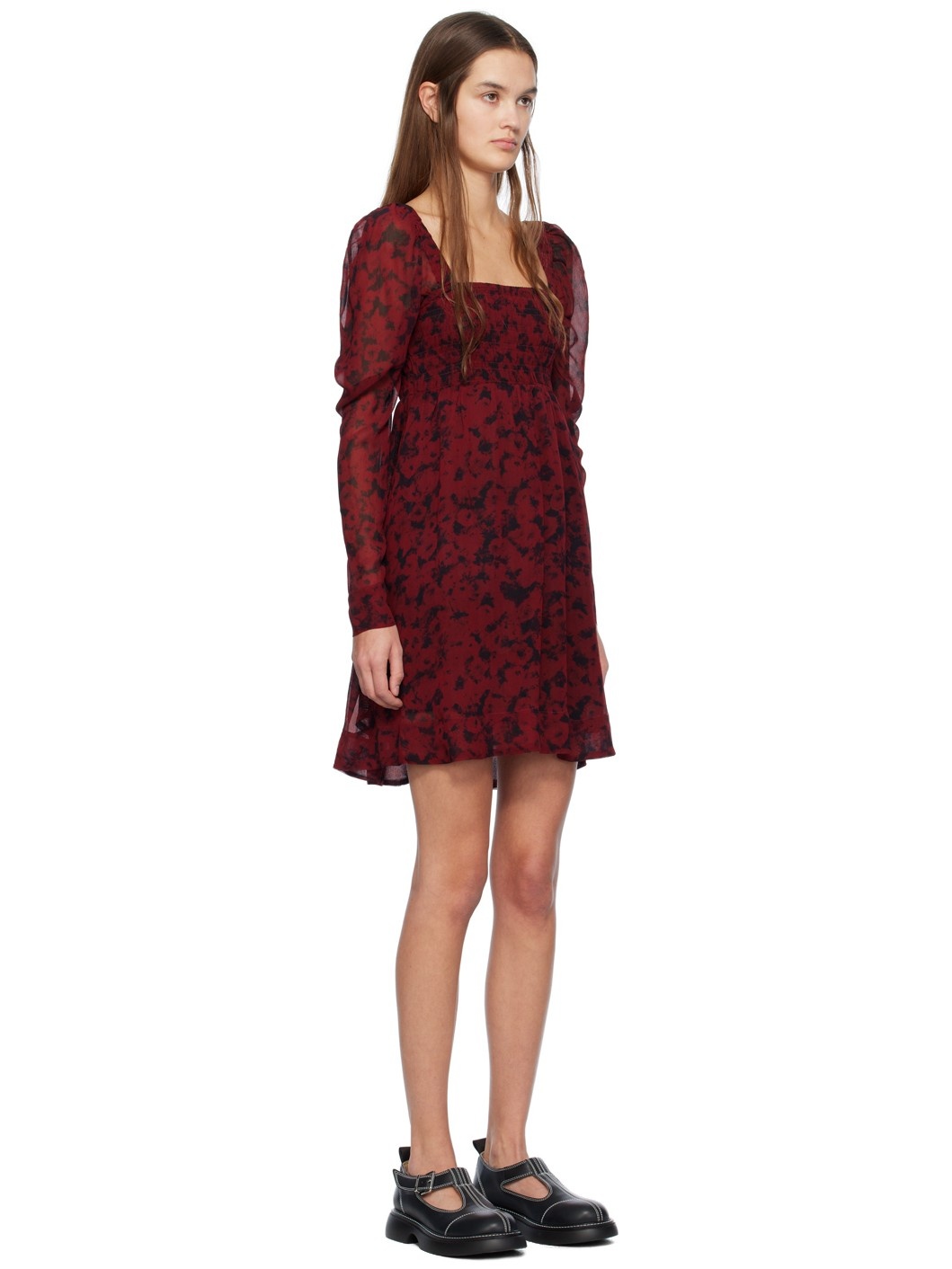 Red & Black Printed Minidress - 2