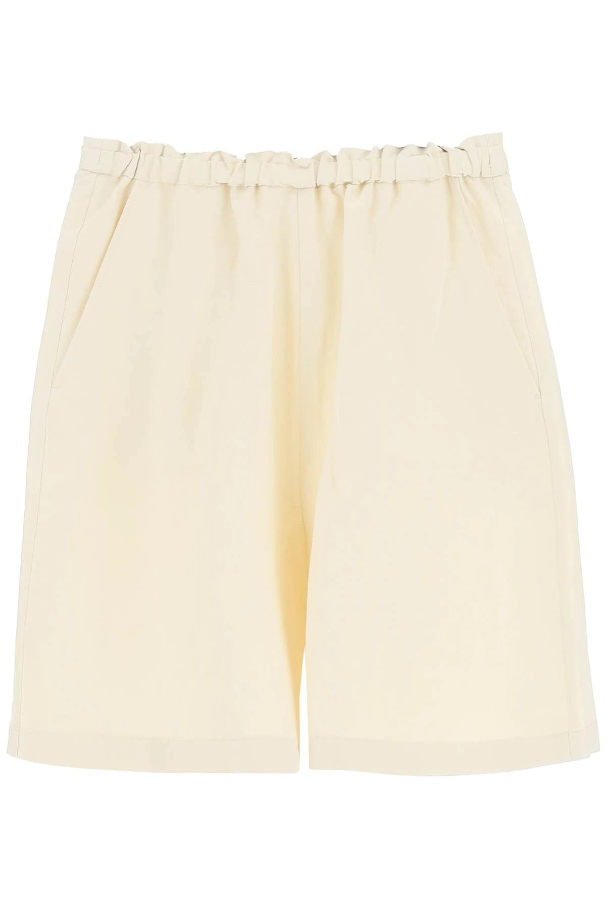 LINEN BLEND SLACK SHORTS - 1