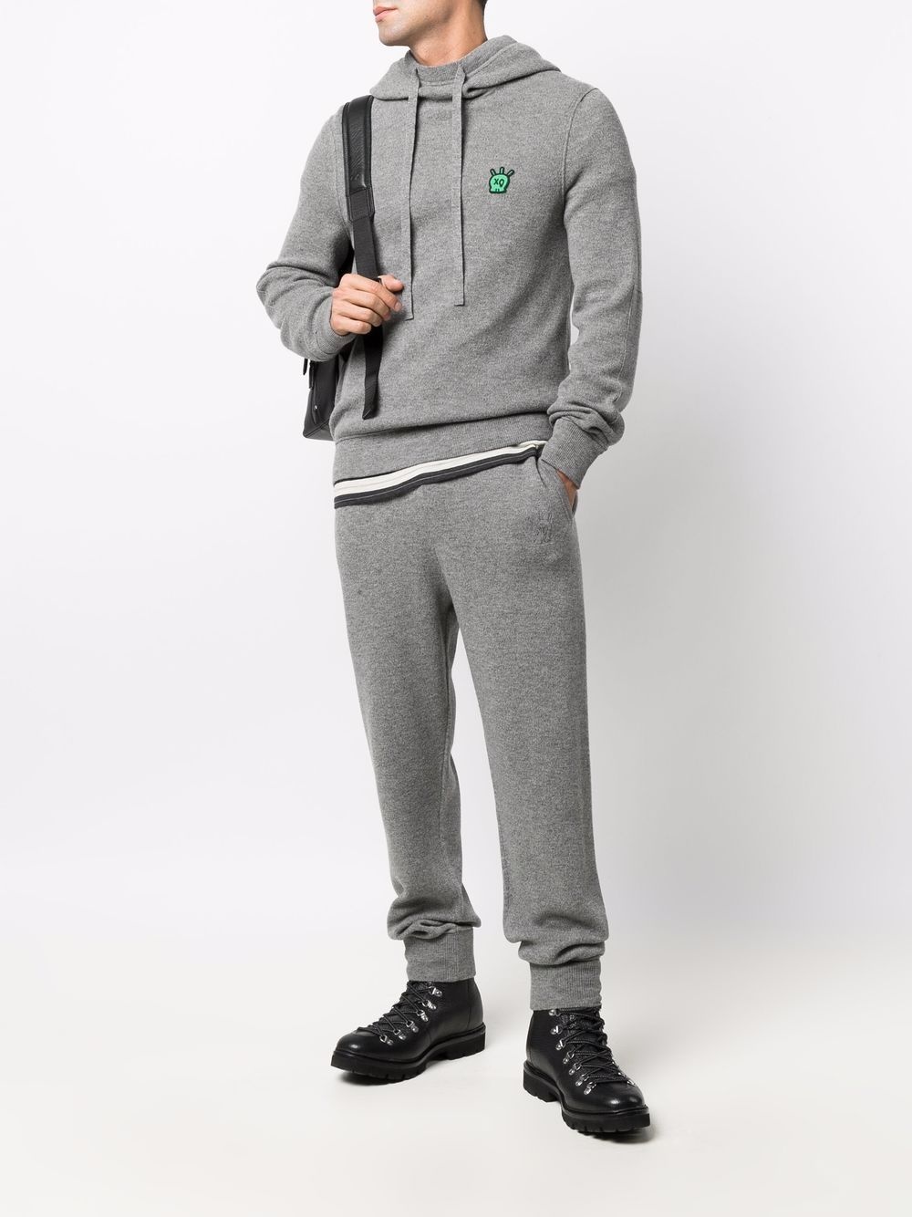 logo-plaque merino hoodie - 2