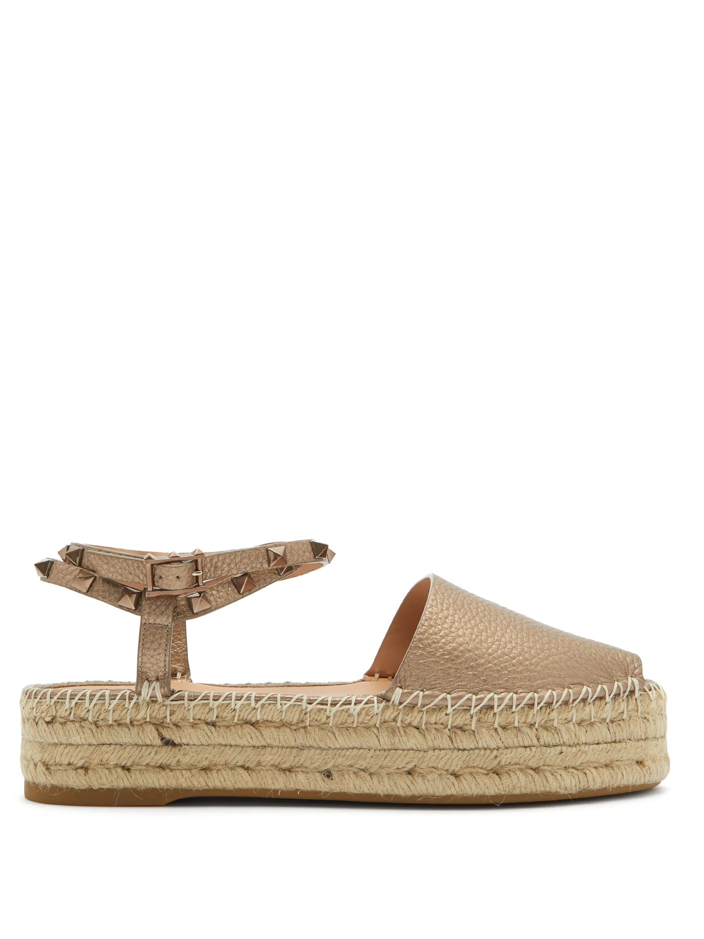 Rockstud wraparound leather espadrilles - 1