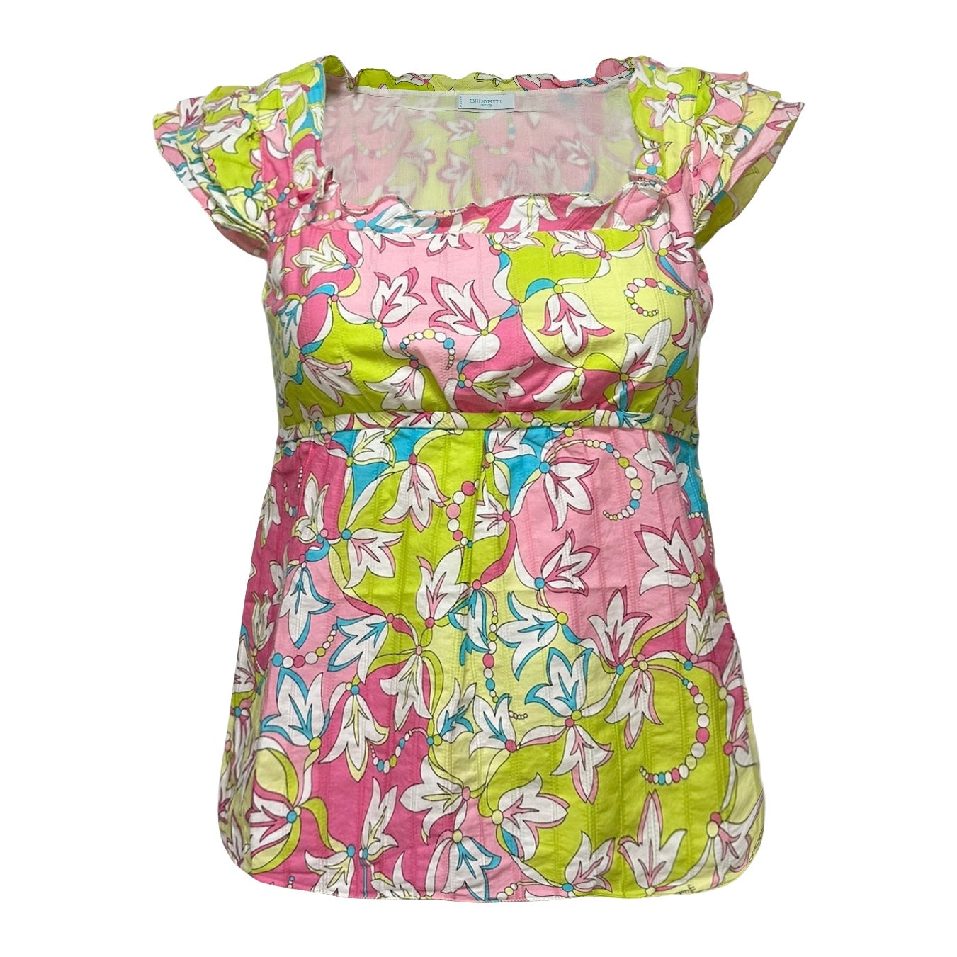 EMILIO PUCCI Floral Print Short Sleeve Top - 1