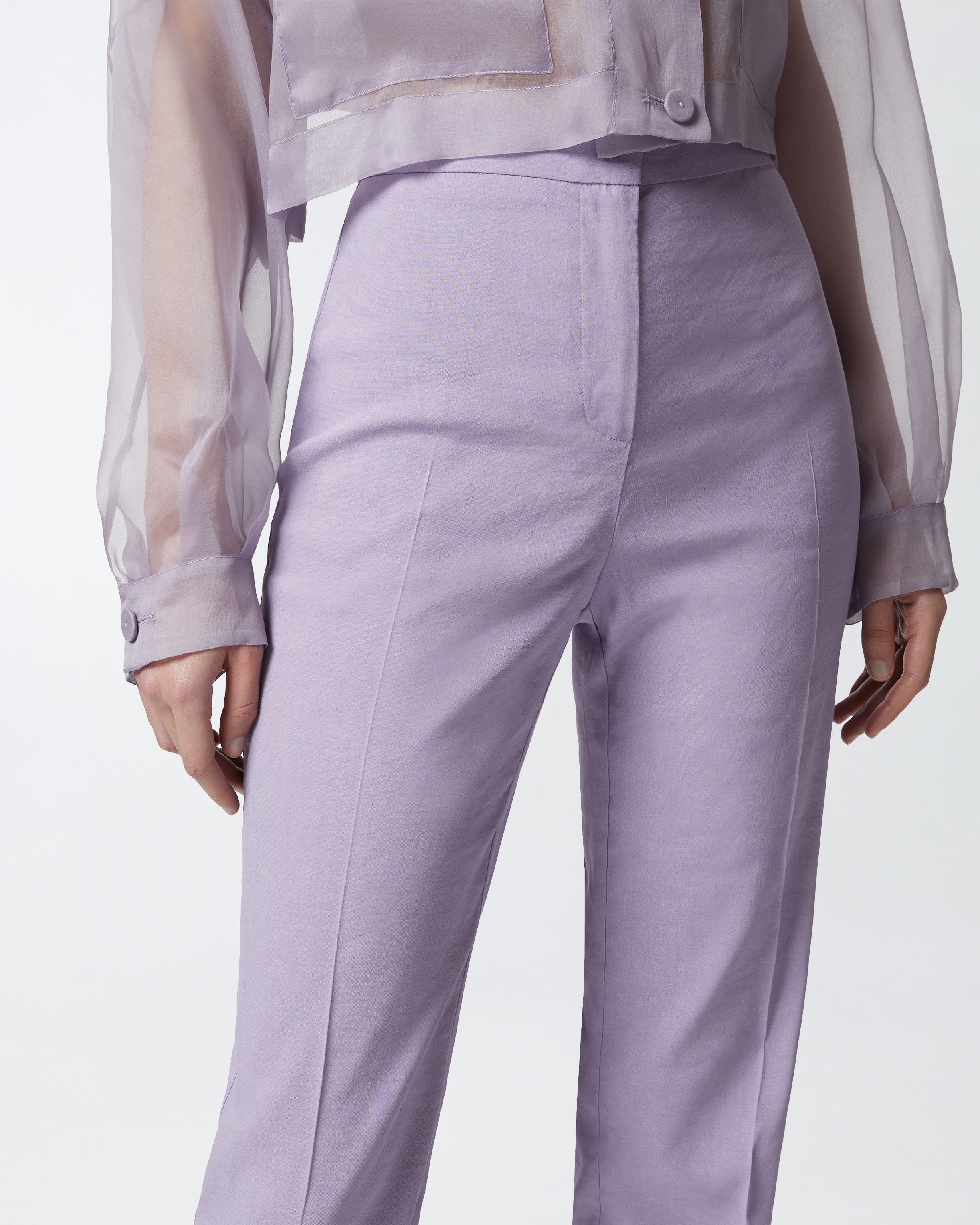 ELEGANT FLARED LINEN TROUSERS - 5