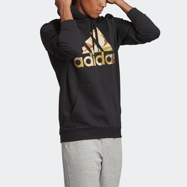 adidas M Camo Hd Logo Printing Sports hooded Long Sleeves Black GL0019 - 4
