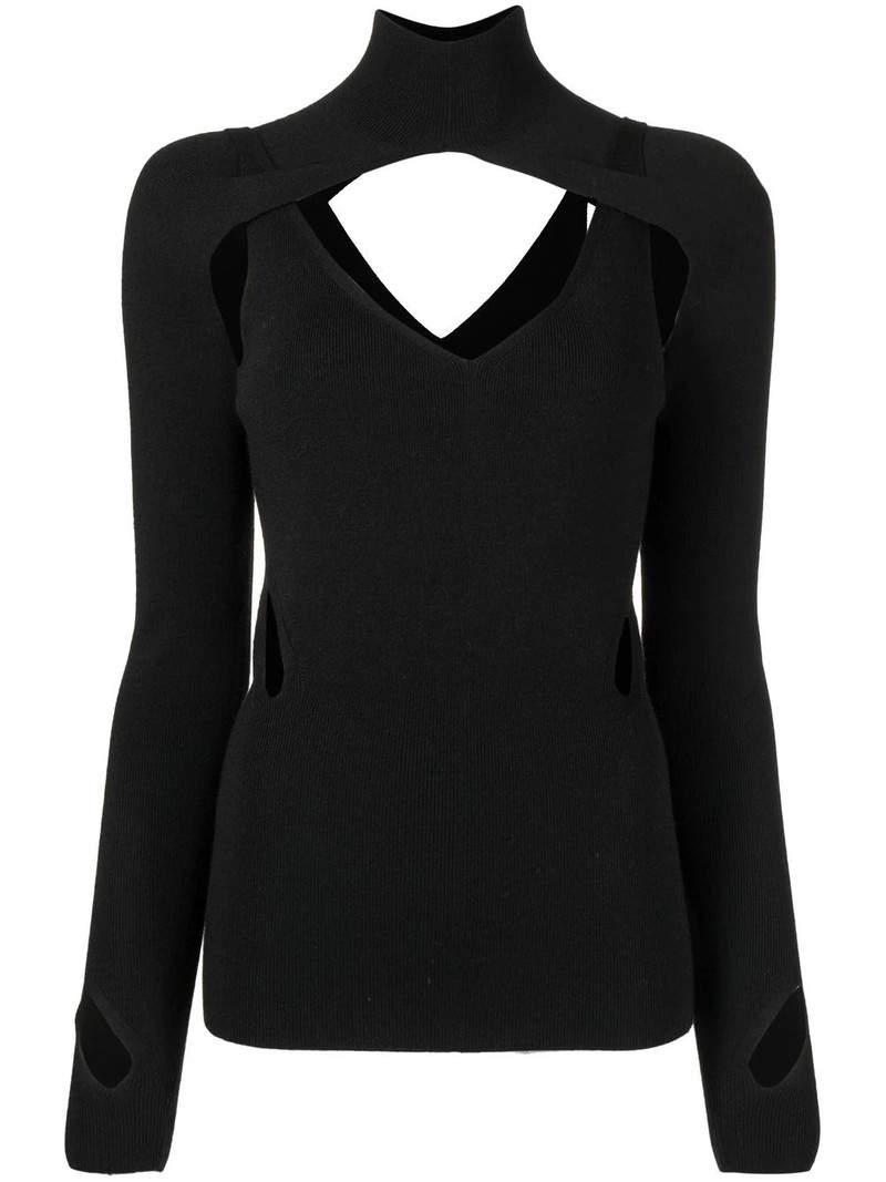 cut-out detail knitted top - 1