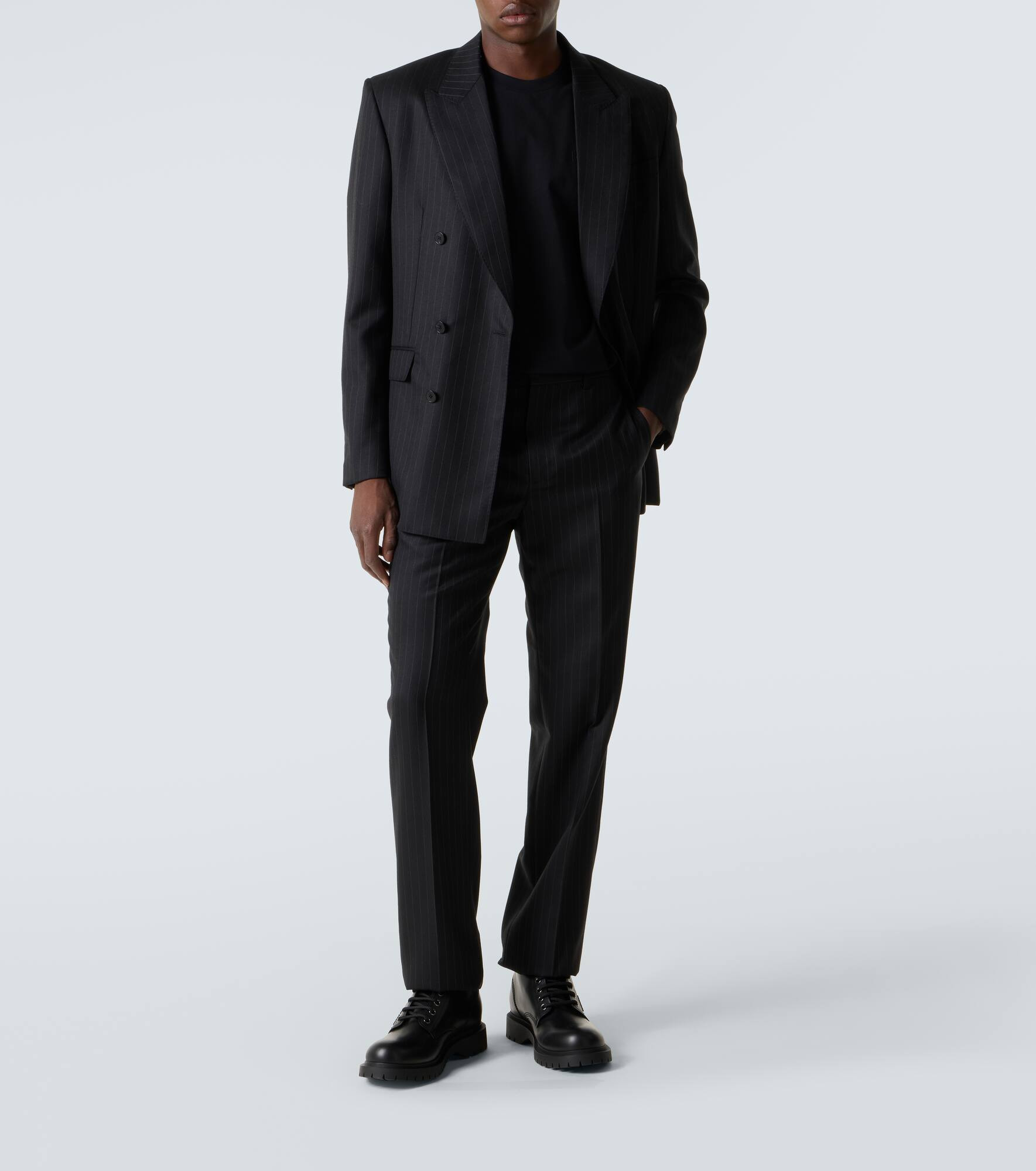 Pinstripe wool straight pants - 2