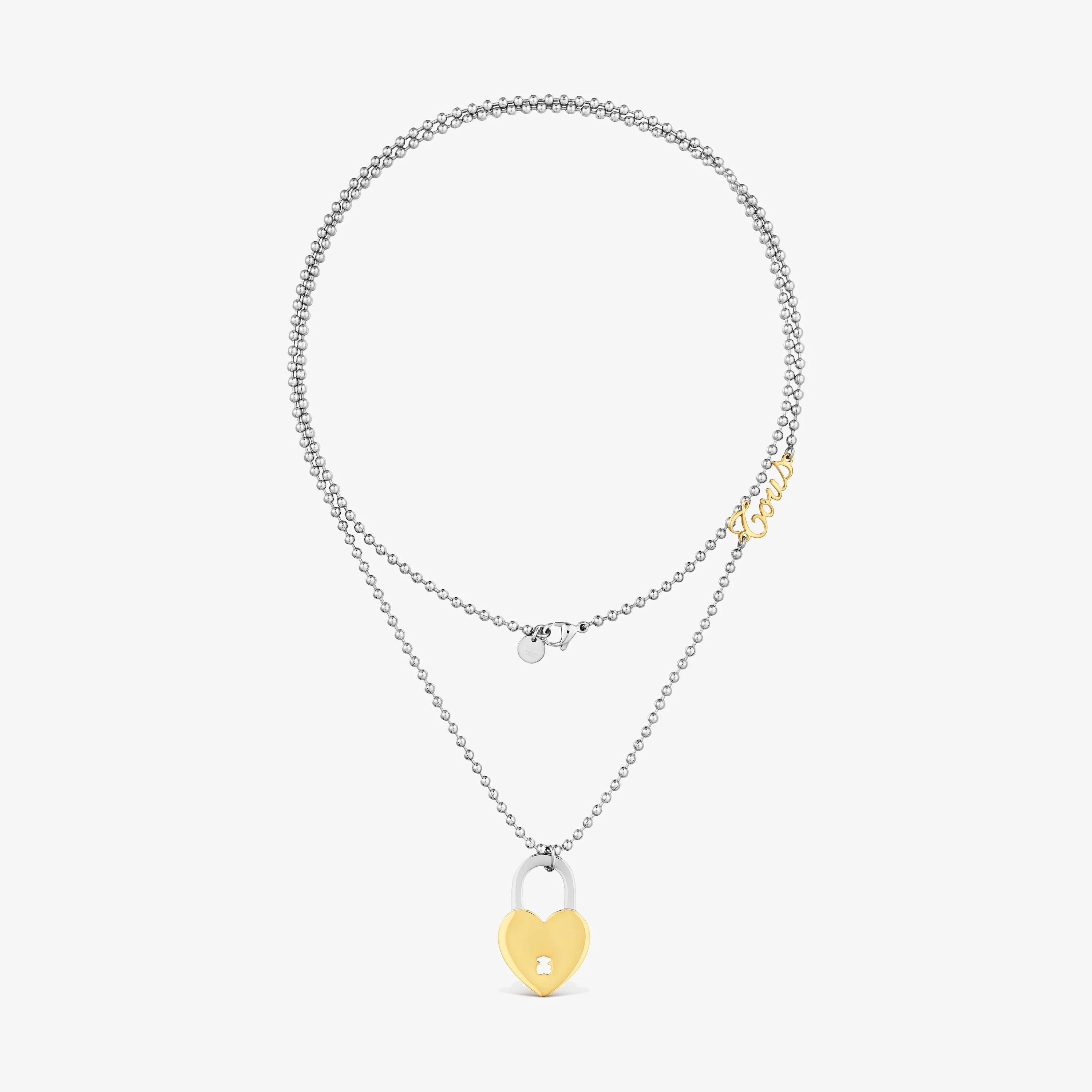 Long two-tone steel Necklace with heart charm TOUS Charming - 1