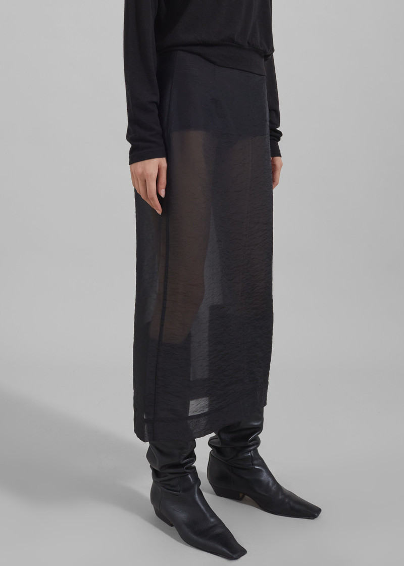 Yara Sheer Midi Skirt - Black 8