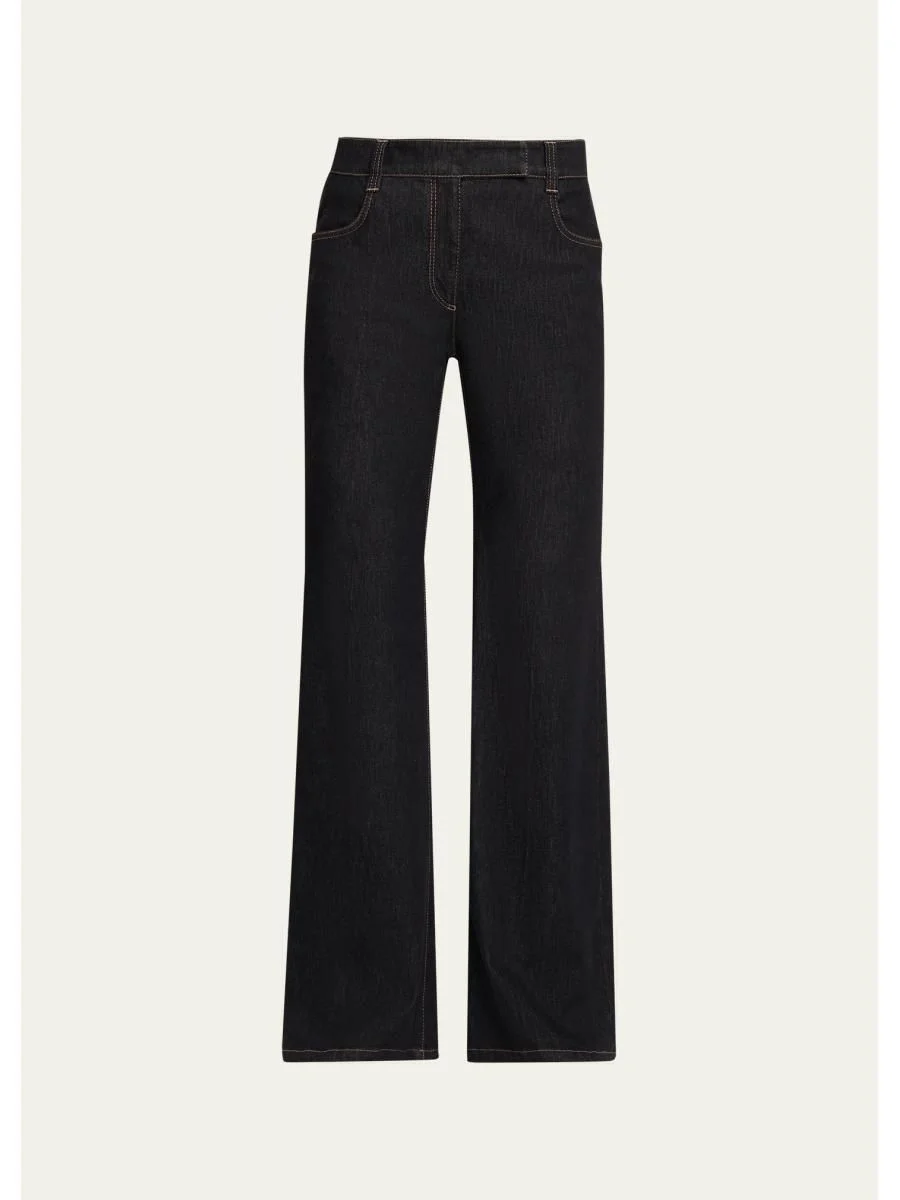 No Fade Stretch Denim Flared Jeans - 1