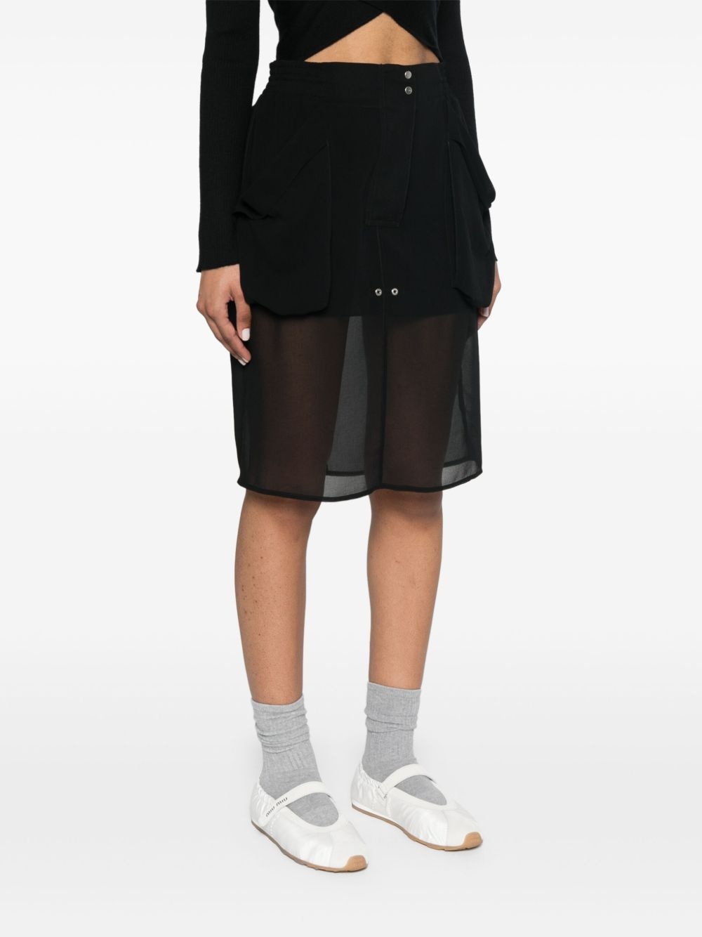 sheer-panels midi skirt - 3