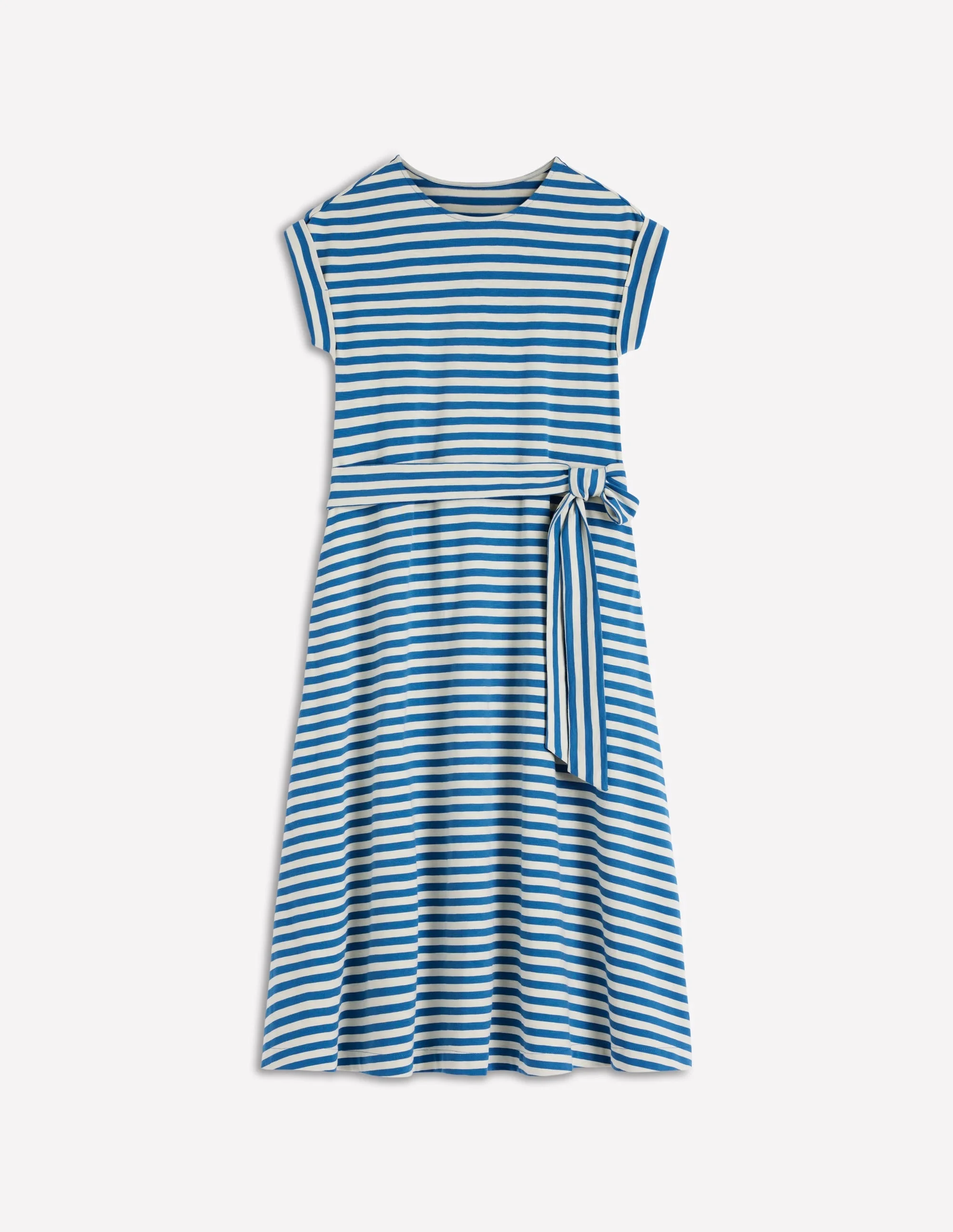 Eve Jersey Midi Dress-Blue and Ivory Stripe - 1