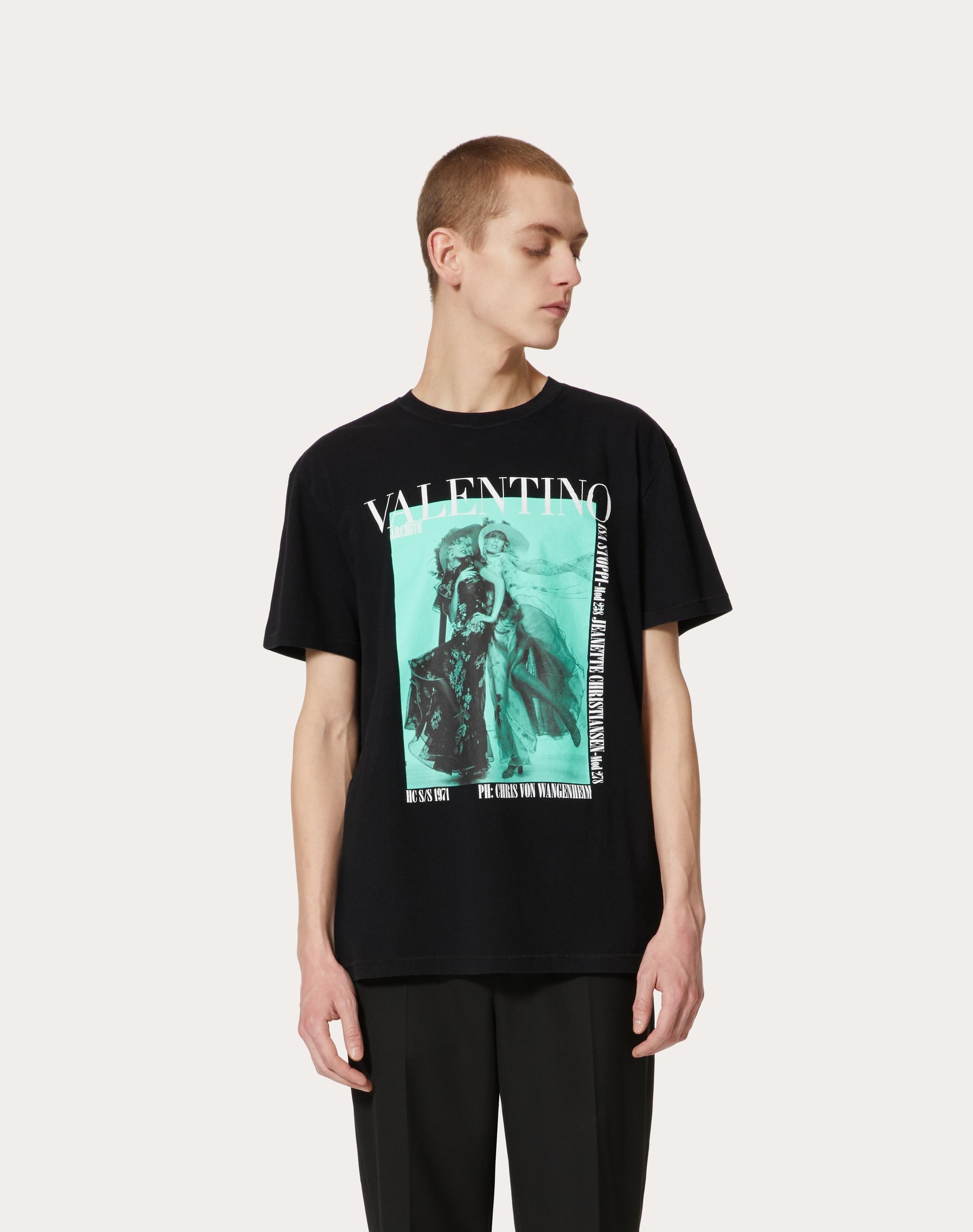 COTTON CREWNECK T-SHIRT WITH VALENTINO ARCHIVE 1971 PRINT - 3