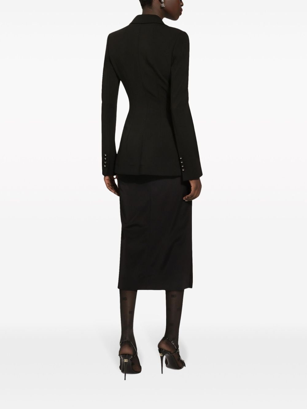 single-breasted fitted-waistline blazer - 4