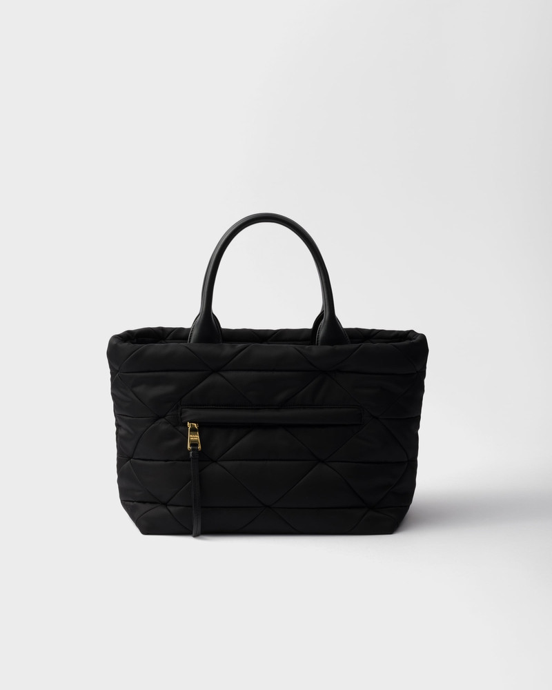 Medium padded Re-Nylon and leather tote bag 3