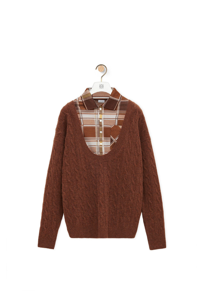 Trompe l'oeil sweater in camel and silk 1