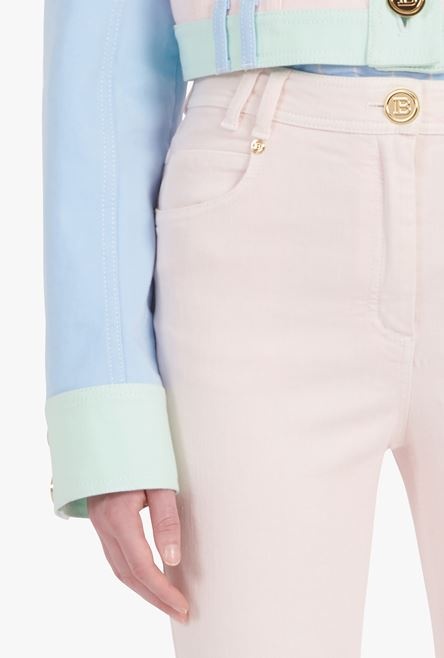Pale pink skinny cut jeans - 7