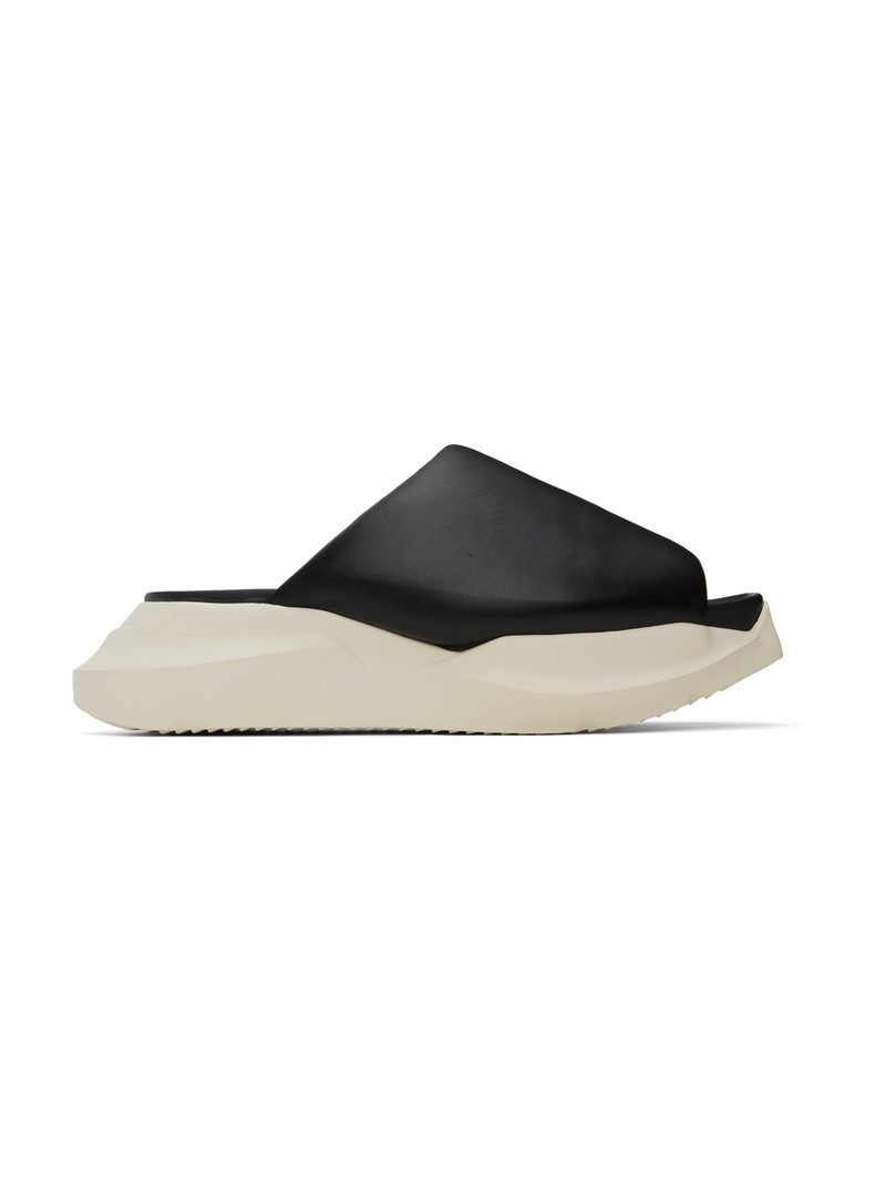 Black Geth Puffer Pool Slides 1