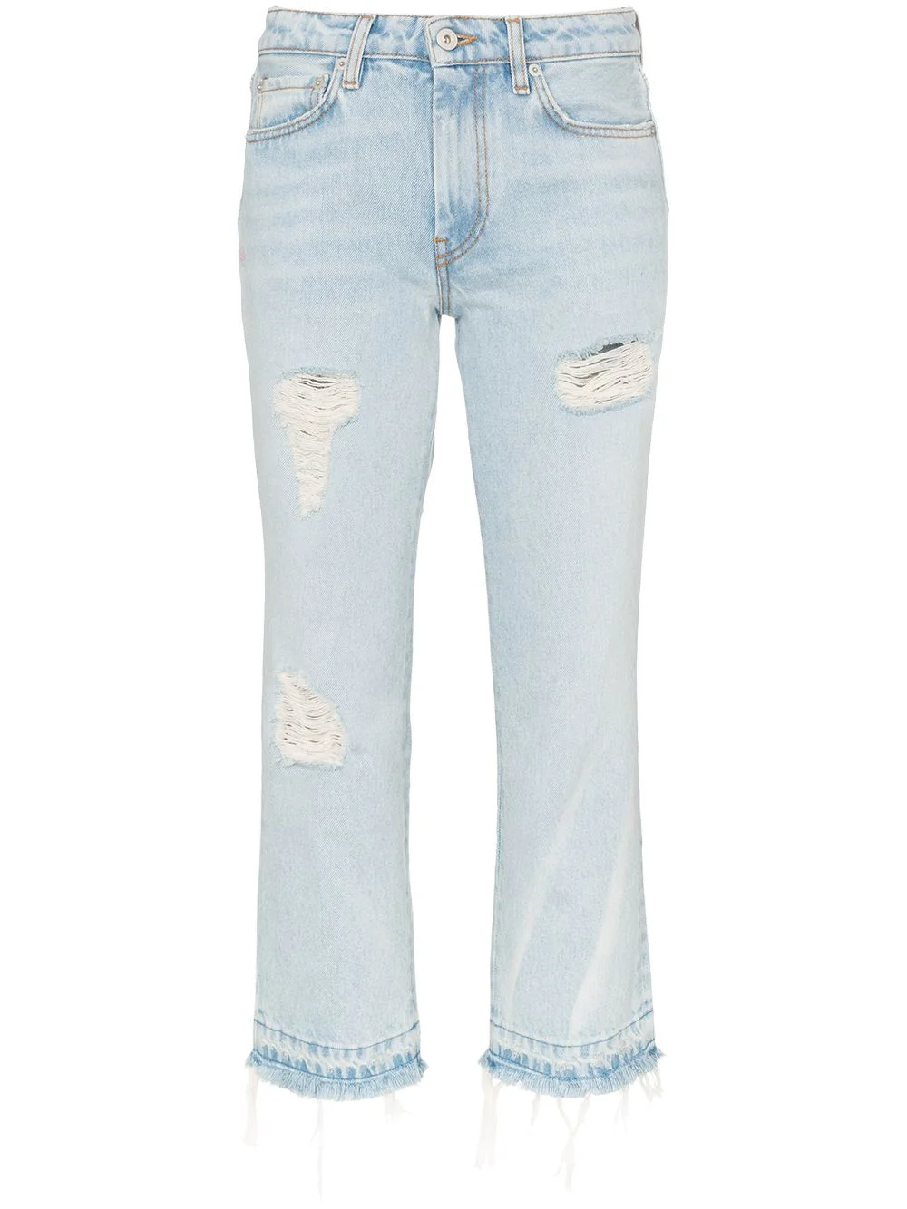 mid-rise distressed cropped jeans - 1
