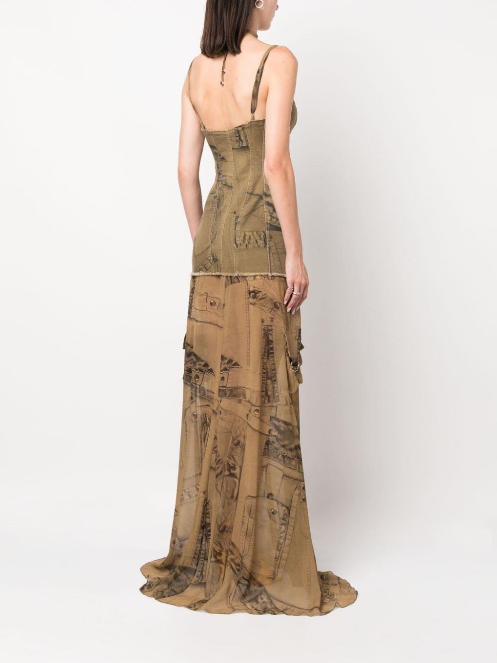 graphic-print semi-sheer dress - 4