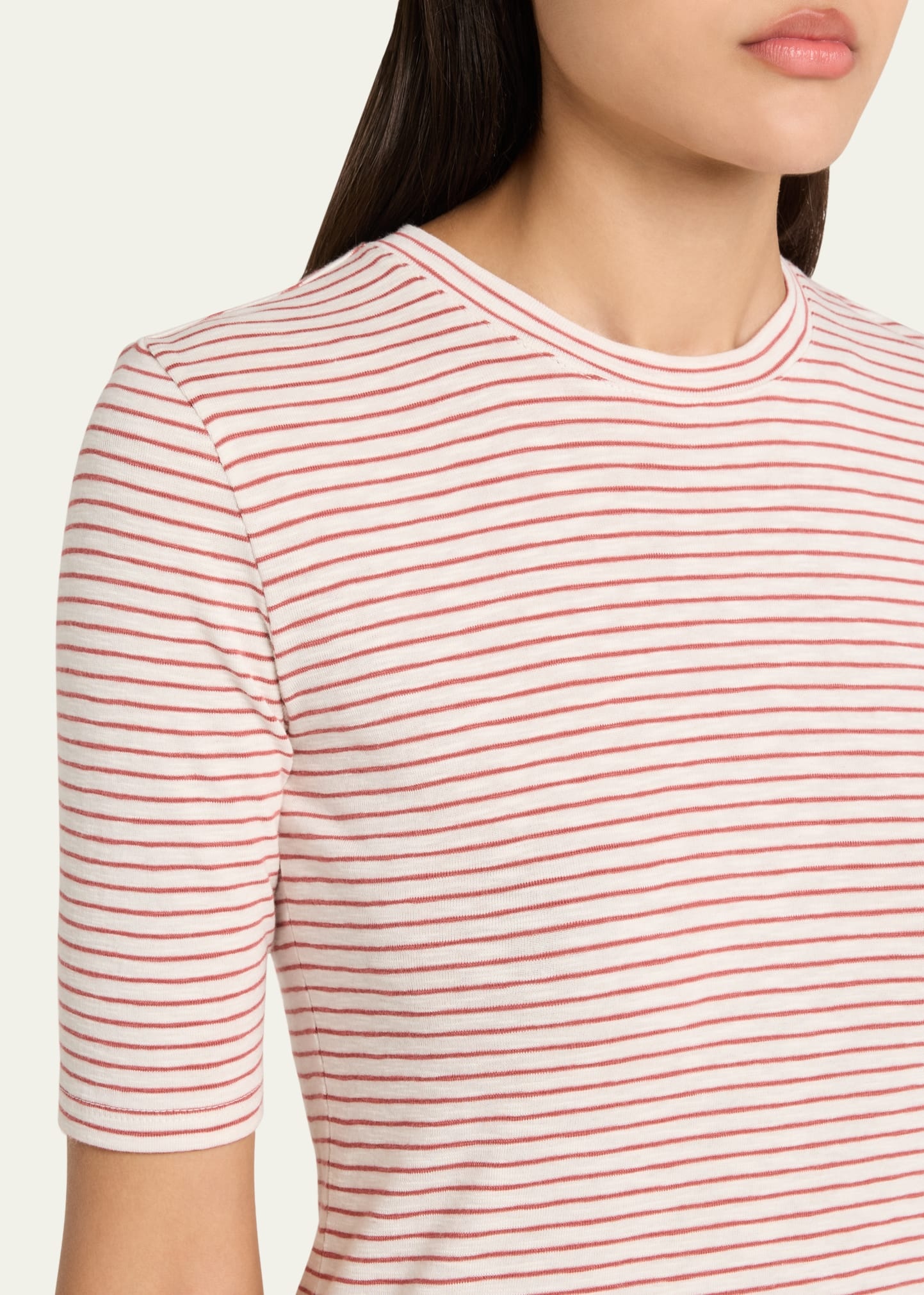 Stripe Elbow-Sleeve Top - 5