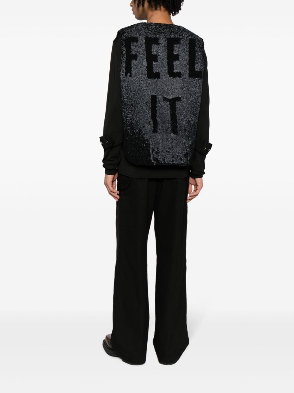 slogan-pattern embroidered vest - 6