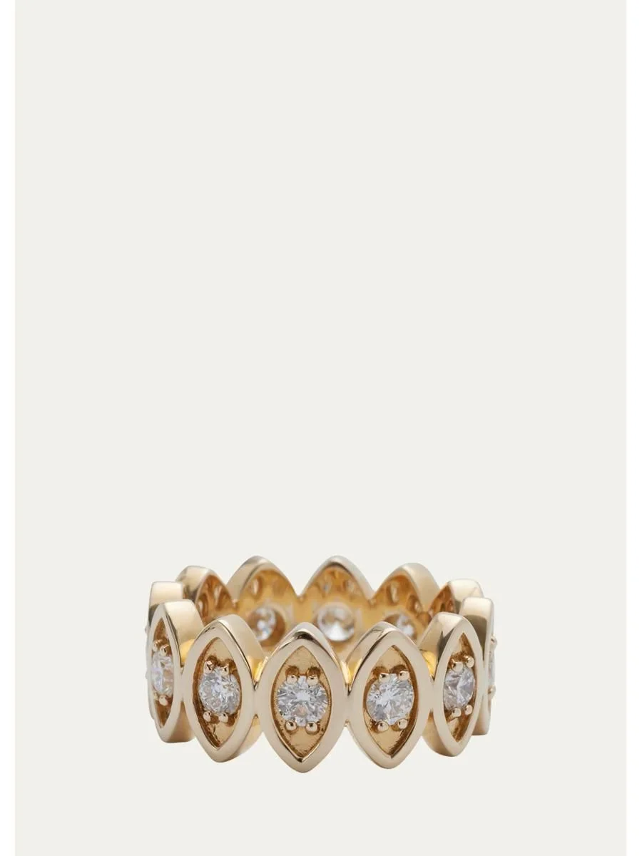 14K Yellow Gold and Diamond Marquise Eye Eternity Ring - 1