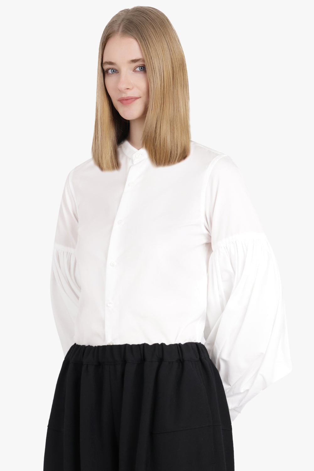 RUCHED BALLOON L/S BLOUSE | WHITE - 7
