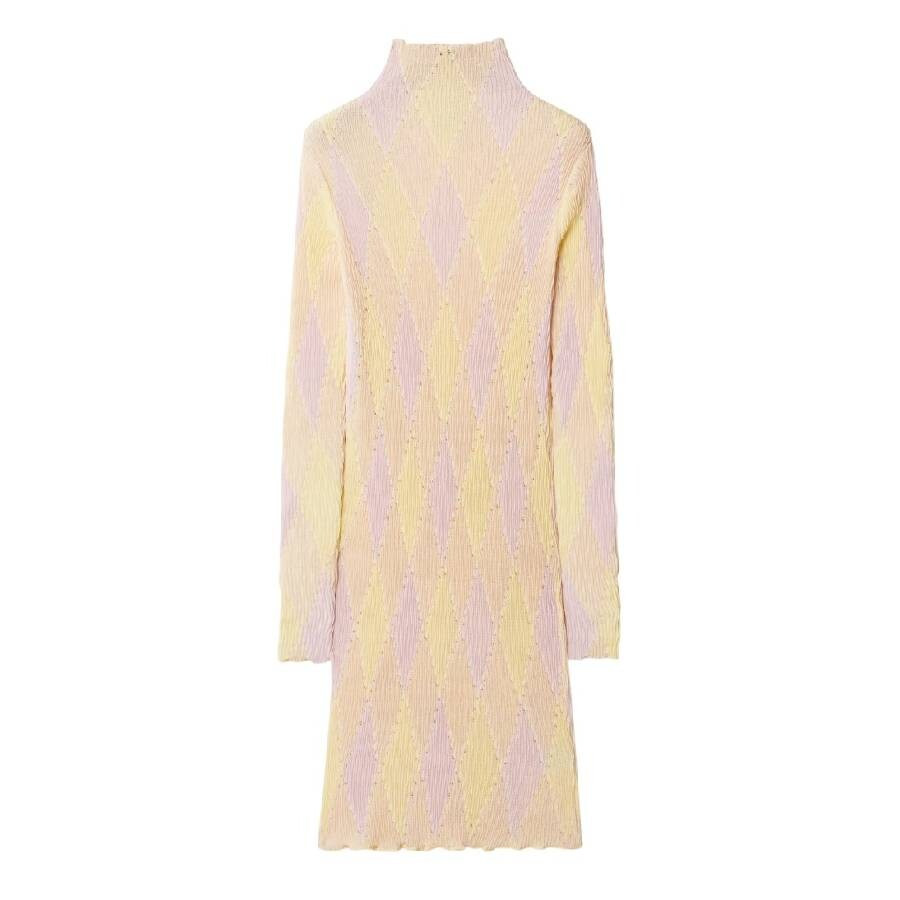 Burberry Argyle Check Pattern Ribbed-Knit Dress - 2