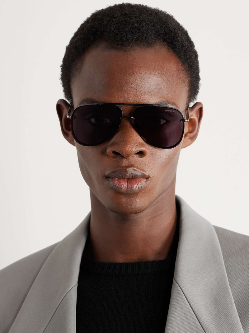 TOM FORD Leon Aviator-Style Stainless Steel Sunglasses outlook