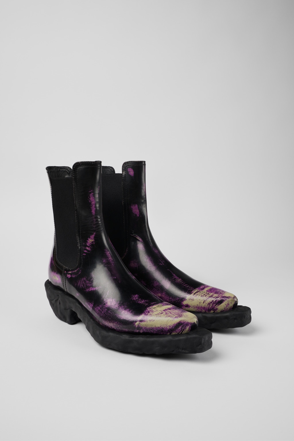 Three-toned brushed leather boots - 2