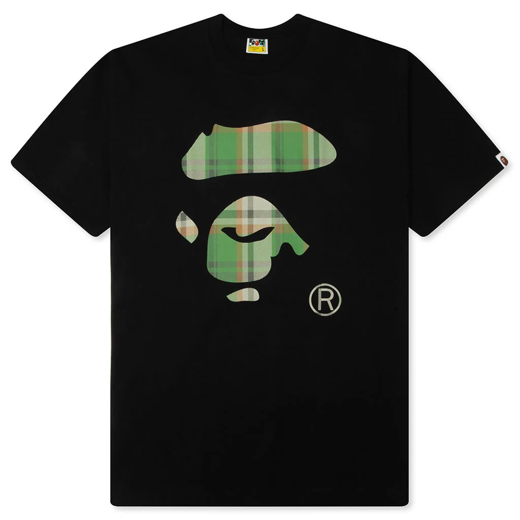 BAPE CHECK APE FACE TEE - BLACK/GREEN - 1
