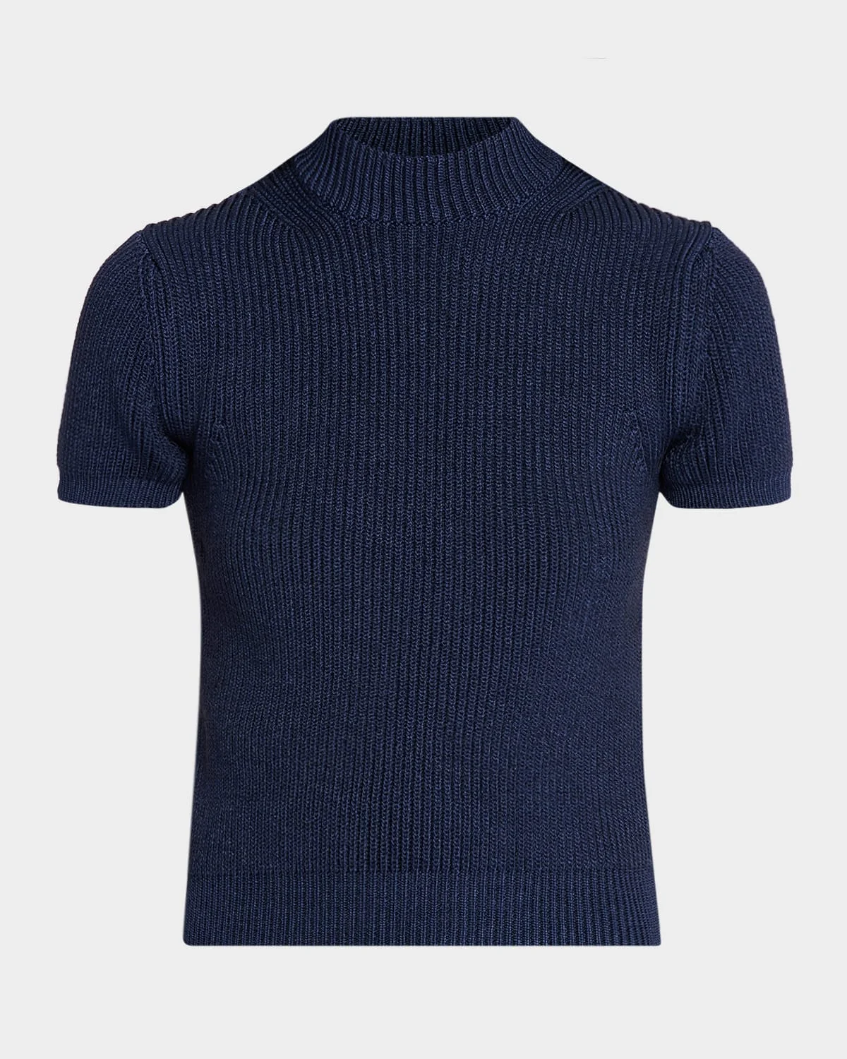 Katia Chunky Rib Short-Sleeve Mock-Neck Sweater - 1
