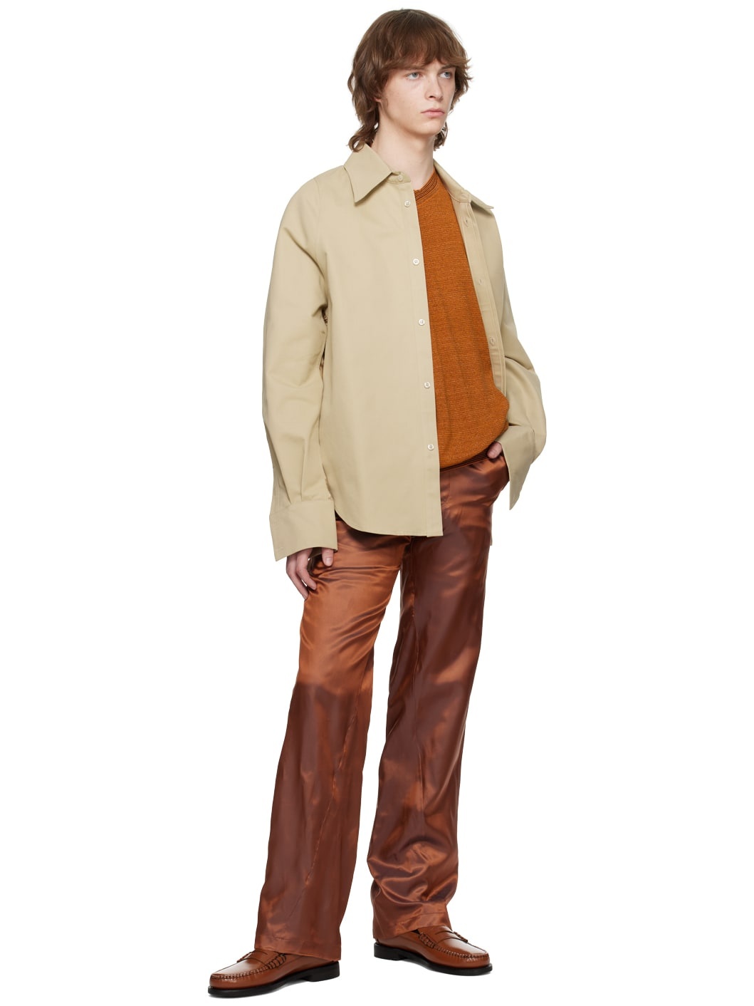 Beige Row Back Shirt - 4