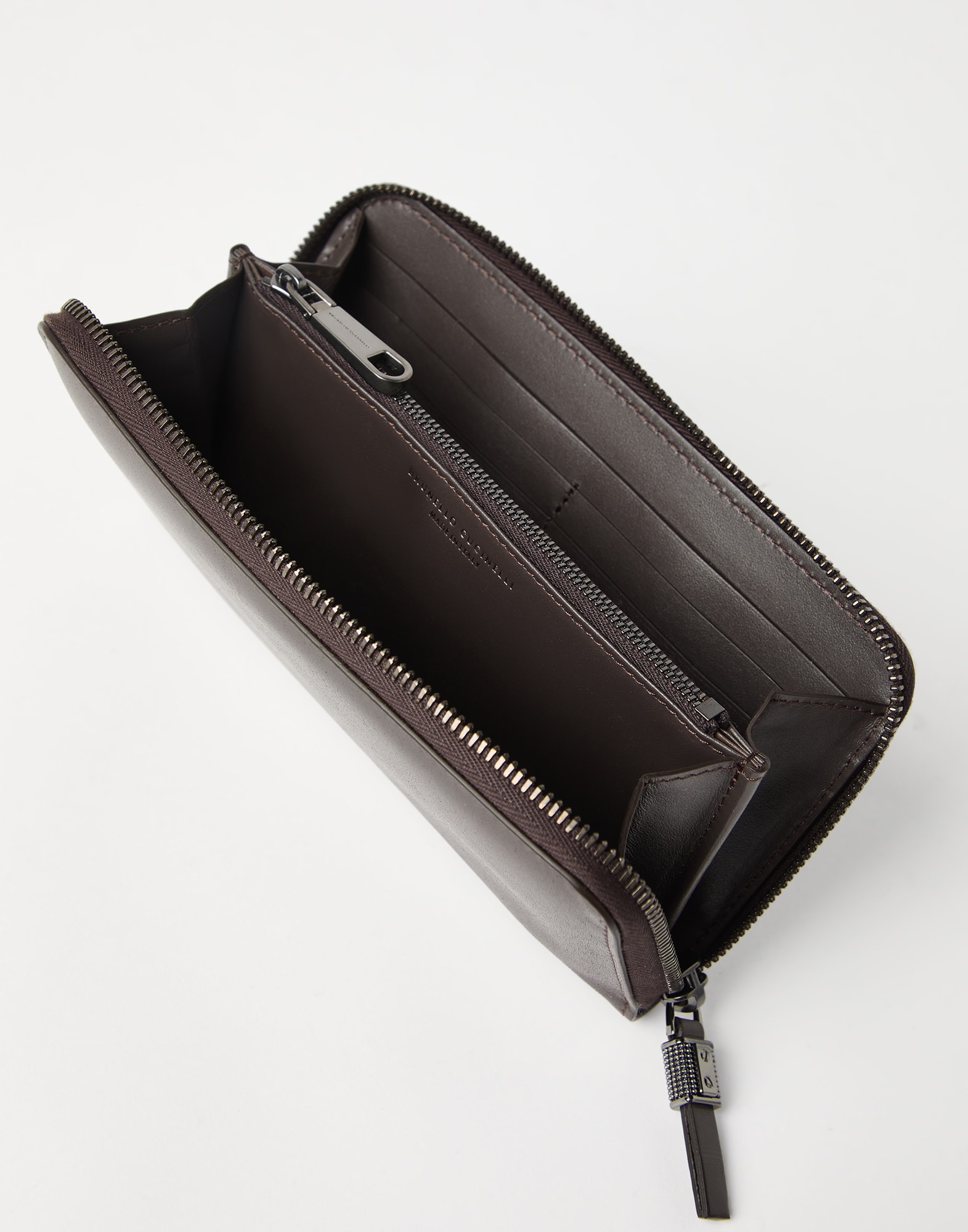 Grained calfskin wallet with shiny zipper pull - 5