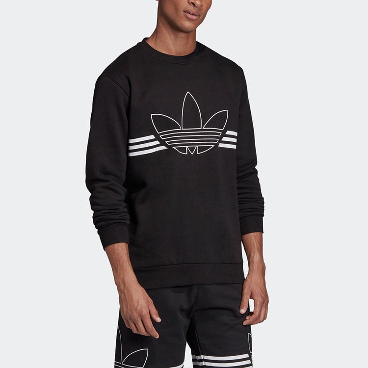 adidas originals Outline Crw Flc Casual Loose Round Neck Black ED4685 - 5