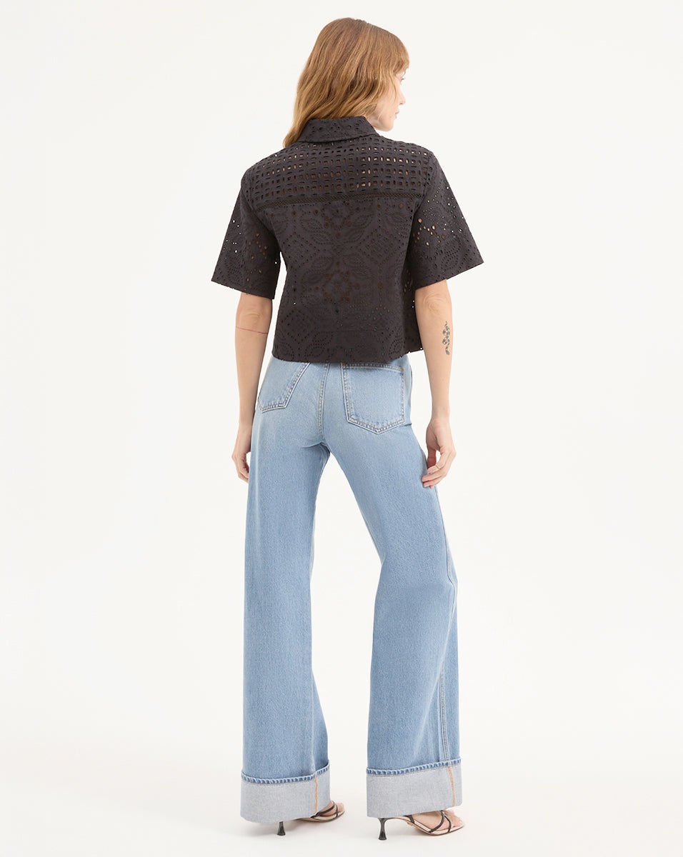 SPRUCE EYELET SHORT-SLEEVE BUTTON-DOWN - 5